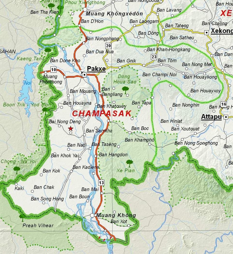 خريطة champasak لاوس