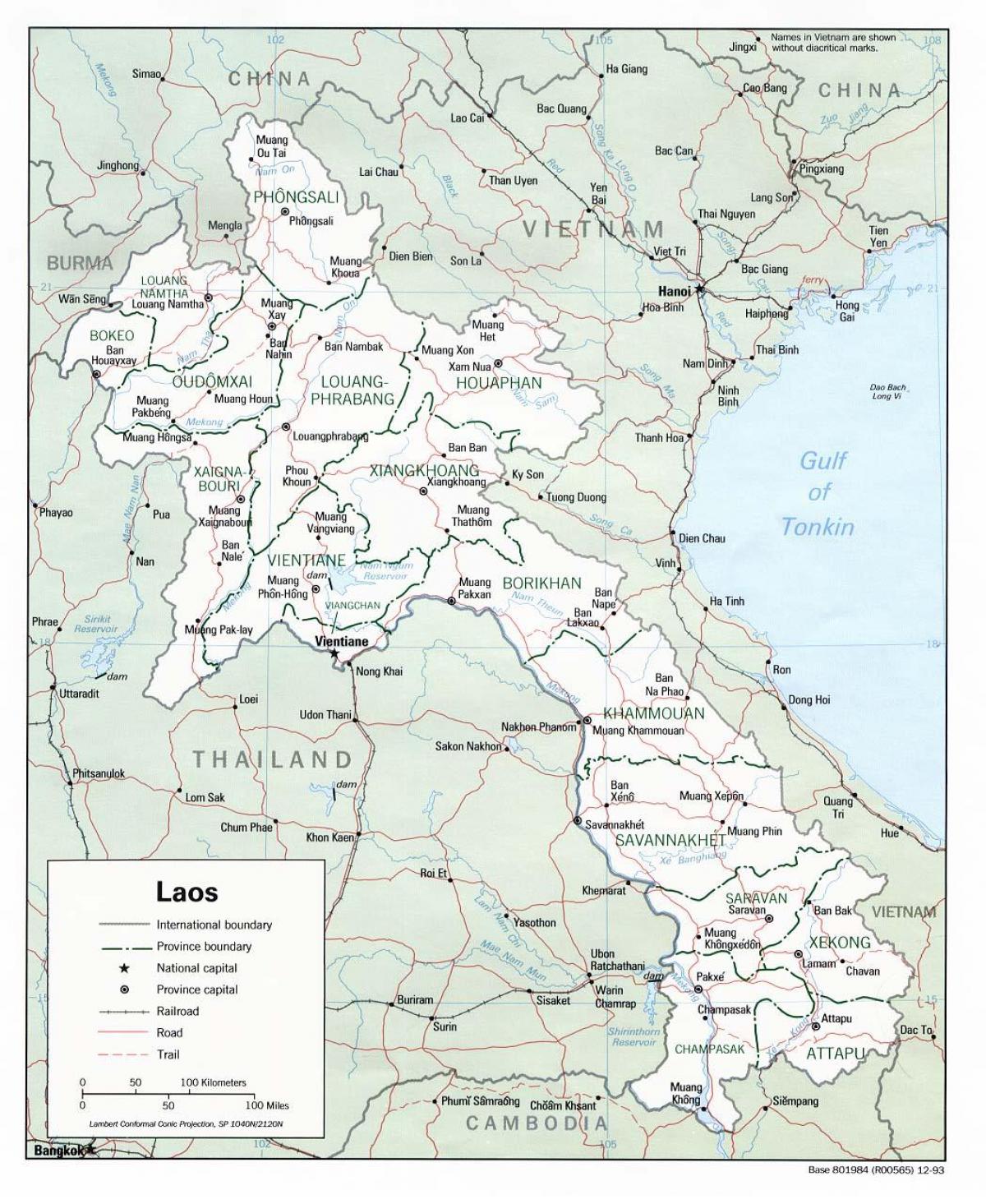 لاوس خريطة المدن