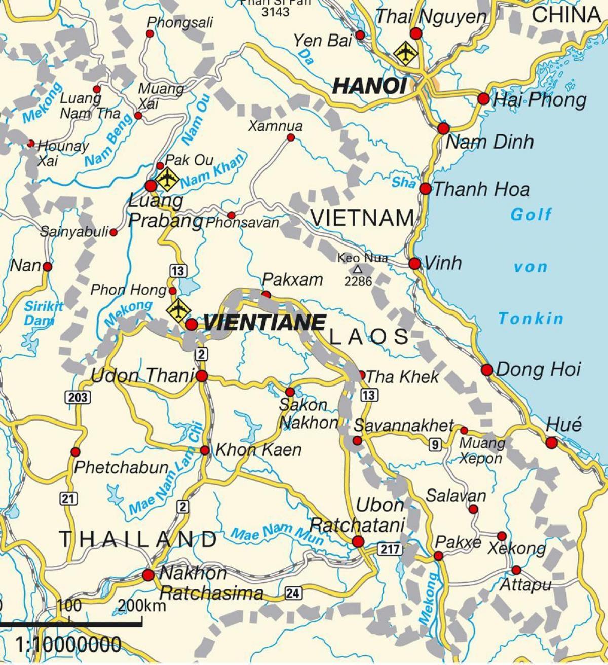 المطارات في لاوس خريطة