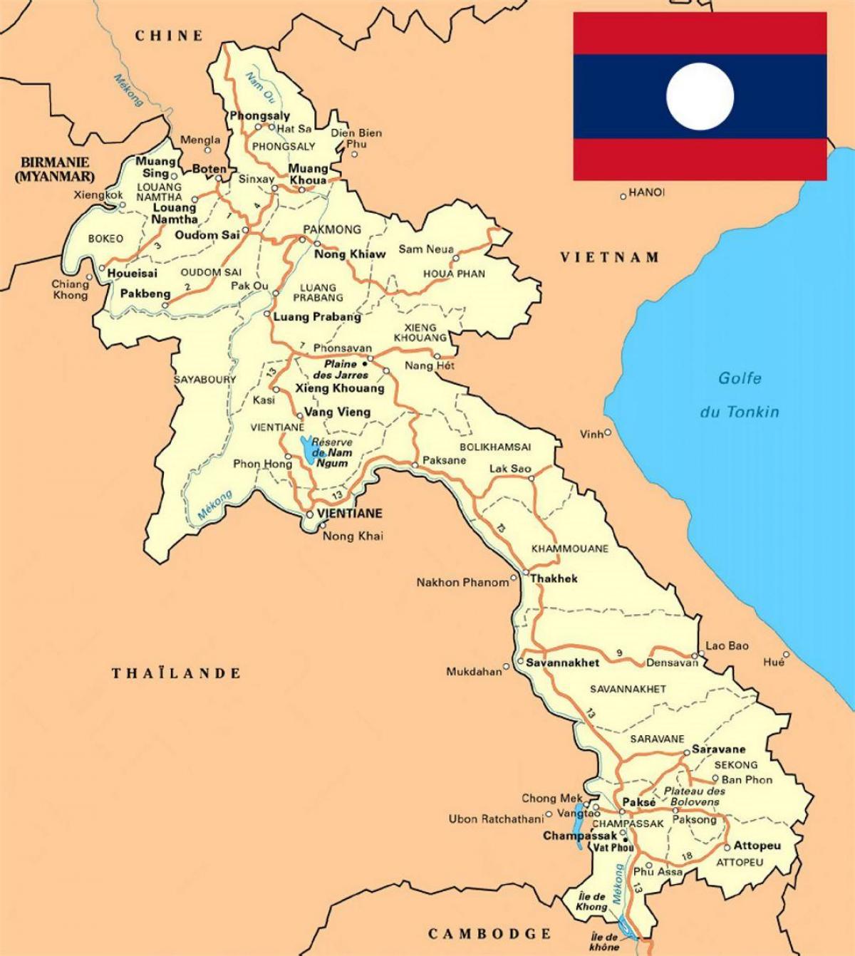 خريطة مفصلة من لاوس